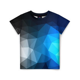 Детская футболка 3D с принтом Gray&Blue collection abstract в Новосибирске, 100% гипоаллергенный полиэфир | прямой крой, круглый вырез горловины, длина до линии бедер, чуть спущенное плечо, ткань немного тянется | abstraction | geometry | polygon | абстракция | геометрия | грань | краски | кубик | кубики | линии | мозаика | полигон | разноцветные | ребро | текстура | тени | узор