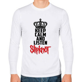 Мужской лонгслив хлопок с принтом Keep calm and listen Slipknot в Новосибирске, 100% хлопок |  | Тематика изображения на принте: slipknot | альтернативный | грув | кори тейлор | крис фен | метал | музыка | ню | рок | слайпкнот | слипкнот | слипнот