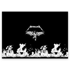 Поздравительная открытка с принтом Metallica в Новосибирске, 100% бумага | плотность бумаги 280 г/м2, матовая, на обратной стороне линовка и место для марки
 | metallica | группа | джеймс хэтфилд | кирк хэмметт | ларс ульрих | метал | металика | металлика | миталика | музыка | роберт трухильо | рок | трэш | трэшметал | хард | хардрок | хеви | хевиметал