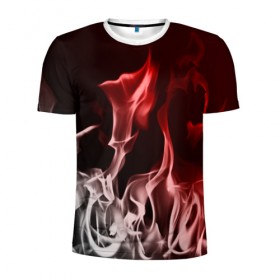 Мужская футболка 3D спортивная с принтом Огонь и дым в Новосибирске, 100% полиэстер с улучшенными характеристиками | приталенный силуэт, круглая горловина, широкие плечи, сужается к линии бедра | fire | flame | in fire | smoke | в огне | дым | огненный | огонь | текстуры