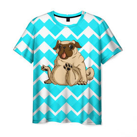 Мужская футболка 3D с принтом Забавный мопс в Новосибирске, 100% полиэфир | прямой крой, круглый вырез горловины, длина до линии бедер | animal | dog | pet | pug | puppy | арт | бульдог | животные | милые | мопс | пес | собаки | текстура