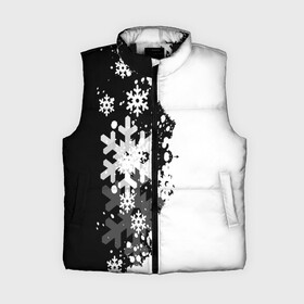 Женский жилет утепленный 3D с принтом Снежные узоры в Новосибирске,  |  | black | christmas | new year | pattern | white | абстракция | зима | новый год | рождество | снег | снежинки | узор | черно белые