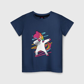 Детская футболка хлопок с принтом Единорог радуга в Новосибирске, 100% хлопок | круглый вырез горловины, полуприлегающий силуэт, длина до линии бедер | единорог | лошадки | пони | радуга