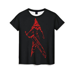 Женская футболка 3D с принтом Пирамидоголовый в Новосибирске, 100% полиэфир ( синтетическое хлопкоподобное полотно) | прямой крой, круглый вырез горловины, длина до линии бедер | hill | resident evil | silent | анубис | зла | зло | нож | обитель | пирамидоголовый | сайлент | ужасы | хилл