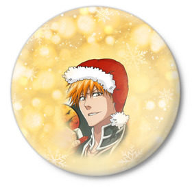 Значок с принтом Happy New Bleach! в Новосибирске,  металл | круглая форма, металлическая застежка в виде булавки | Тематика изображения на принте: bleach | блич | ичиго | куросаки ичиго