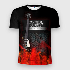 Мужская футболка 3D спортивная с принтом Cannibal Corpse в Новосибирске, 100% полиэстер с улучшенными характеристиками | приталенный силуэт, круглая горловина, широкие плечи, сужается к линии бедра | cannibal corpse | logo | metal | music | rock | лого | логотип | метал | музыка | рок
