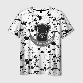 Мужская футболка 3D с принтом LABRADOR RETRIEVER в Новосибирске, 100% полиэфир | прямой крой, круглый вырез горловины, длина до линии бедер | dog | labrador retriever | животные | милые животные | пёсик | пятна | собаки | собачка | текстура