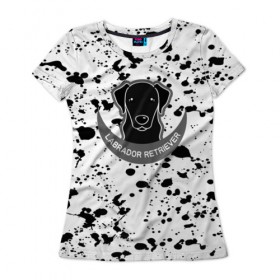 Женская футболка 3D с принтом LABRADOR RETRIEVER в Новосибирске, 100% полиэфир ( синтетическое хлопкоподобное полотно) | прямой крой, круглый вырез горловины, длина до линии бедер | dog | labrador retriever | животные | милые животные | пёсик | пятна | собаки | собачка | текстура