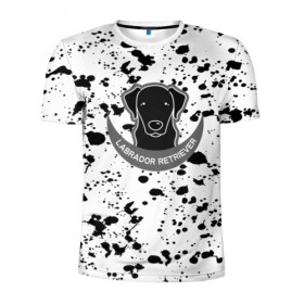 Мужская футболка 3D спортивная с принтом LABRADOR RETRIEVER в Новосибирске, 100% полиэстер с улучшенными характеристиками | приталенный силуэт, круглая горловина, широкие плечи, сужается к линии бедра | dog | labrador retriever | животные | милые животные | пёсик | пятна | собаки | собачка | текстура
