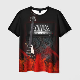 Мужская футболка 3D с принтом Sum 41 в Новосибирске, 100% полиэфир | прямой крой, круглый вырез горловины, длина до линии бедер | logo | metal | music | rock | sum 41 | sum41 | лого | логотип | метал | музыка | рок