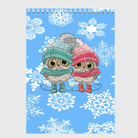 Скетчбук с принтом Счастливые совы в Новосибирске, 100% бумага
 | 48 листов, плотность листов — 100 г/м2, плотность картонной обложки — 250 г/м2. Листы скреплены сверху удобной пружинной спиралью | 31 декабря | 7 января | christmas | happy | holiday | new year | owl | арт | животные | зима | милые | новый год | праздник | птицы | рождество | снег | снежинки | сова | текстура