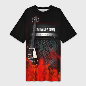 Платье-футболка 3D с принтом System of a Down в Новосибирске,  |  | logo | metal | music | rock | soad | system of a down | лого | логотип | метал | музыка | рок