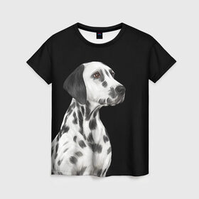 Женская футболка 3D с принтом Далматинец арт в Новосибирске, 100% полиэфир ( синтетическое хлопкоподобное полотно) | прямой крой, круглый вырез горловины, длина до линии бедер | далматин | далматинец | домашние животные | пес | песик | собака | собачка | терьер | шпиц
