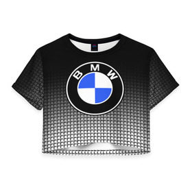 Женская футболка 3D укороченная с принтом BMW 2018 Black and White IV в Новосибирске, 100% полиэстер | круглая горловина, длина футболки до линии талии, рукава с отворотами | bmw | автомобильные | бмв | машины