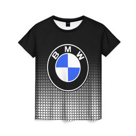 Женская футболка 3D с принтом BMW 2018 Black and White IV в Новосибирске, 100% полиэфир ( синтетическое хлопкоподобное полотно) | прямой крой, круглый вырез горловины, длина до линии бедер | bmw | автомобильные | бмв | машины