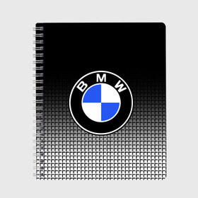 Тетрадь с принтом BMW 2018 Black and White IV в Новосибирске, 100% бумага | 48 листов, плотность листов — 60 г/м2, плотность картонной обложки — 250 г/м2. Листы скреплены сбоку удобной пружинной спиралью. Уголки страниц и обложки скругленные. Цвет линий — светло-серый
 | bmw | автомобильные | бмв | машины