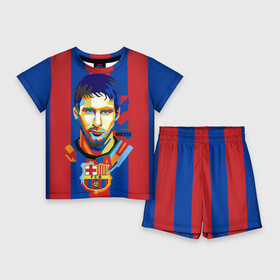 Детский костюм с шортами 3D с принтом Lionel Messi в Новосибирске,  |  | barcelona | lionel | messi | барселона | лионель | месси | поп арт