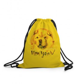 Рюкзак-мешок 3D с принтом Милый щенок в Новосибирске, 100% полиэстер | плотность ткани — 200 г/м2, размер — 35 х 45 см; лямки — толстые шнурки, застежка на шнуровке, без карманов и подкладки | christmas | год собаки | желтая собака | новогодний | новый год | собака