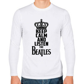 Мужской лонгслив хлопок с принтом Keep calm and listen Beatles в Новосибирске, 100% хлопок |  | beatles | the beatles | бителз | бителс | битлз | битлс | битлы | группа | джон леннон | джордж харрисон | жуки | зе | ливерпульская четвёрка | мерсибит | пол маккартни | поп | ринго старр | рок