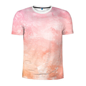 Мужская футболка 3D спортивная с принтом Разводы в Новосибирске, 100% полиэстер с улучшенными характеристиками | приталенный силуэт, круглая горловина, широкие плечи, сужается к линии бедра | Тематика изображения на принте: краска | персиковый | разноцветный | розовый
