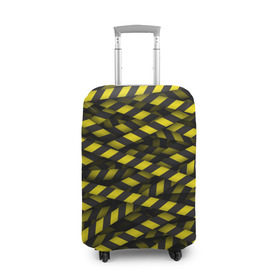 Чехол для чемодана 3D с принтом Черно-желтая лента в Новосибирске, 86% полиэфир, 14% спандекс | двустороннее нанесение принта, прорези для ручек и колес | danger | желтый | знак | ограждение | опастость | паттрен | скотч | черный