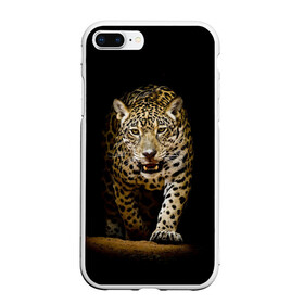 Чехол для iPhone 7Plus/8 Plus матовый с принтом Leopard в Новосибирске, Силикон | Область печати: задняя сторона чехла, без боковых панелей | дикая кошка | зверь | клыки | кот | леопард | оскал | пантера | природа | хищник | ягуар
