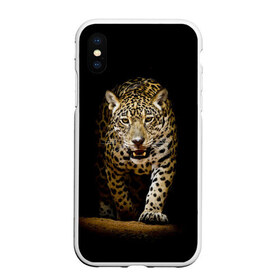 Чехол для iPhone XS Max матовый с принтом Leopard в Новосибирске, Силикон | Область печати: задняя сторона чехла, без боковых панелей | дикая кошка | зверь | клыки | кот | леопард | оскал | пантера | природа | хищник | ягуар