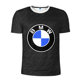 Мужская футболка 3D спортивная с принтом BMW CARBON в Новосибирске, 100% полиэстер с улучшенными характеристиками | приталенный силуэт, круглая горловина, широкие плечи, сужается к линии бедра | bmw | bmw motorsport | bmw performance | carbon | m | motorsport | performance | sport | бмв | карбон | моторспорт | спорт