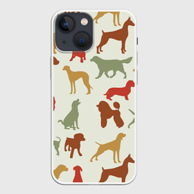 Чехол для iPhone 13 mini с принтом Силуэты собак в Новосибирске,  |  | год собаки | новый год | пес | собака | щенок
