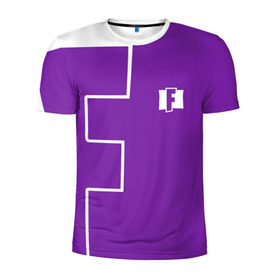 Мужская футболка 3D спортивная с принтом FORTNITE big logo в Новосибирске, 100% полиэстер с улучшенными характеристиками | приталенный силуэт, круглая горловина, широкие плечи, сужается к линии бедра | battle | battle royal | fortnite | royal | боевик | игры | логотип | фиолетовый
