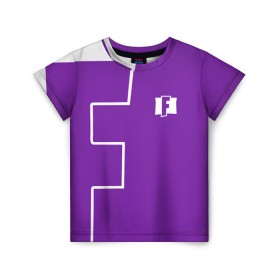 Детская футболка 3D с принтом FORTNITE big logo в Новосибирске, 100% гипоаллергенный полиэфир | прямой крой, круглый вырез горловины, длина до линии бедер, чуть спущенное плечо, ткань немного тянется | battle | battle royal | fortnite | royal | боевик | игры | логотип | фиолетовый