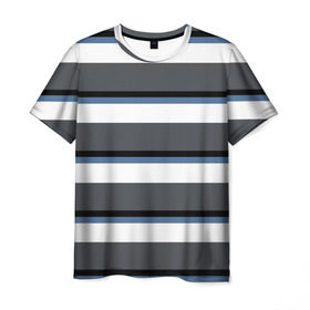 Мужская футболка 3D с принтом Моряк в Новосибирске, 100% полиэфир | прямой крой, круглый вырез горловины, длина до линии бедер | Тематика изображения на принте: белый | для | море | морская | морской | моряк | моряка | мужчины | настроение | подарок | полосы | серый | синий | спокойствие | тельняшка | тема | черный
