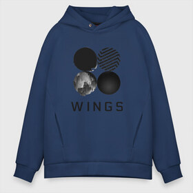 Мужское худи Oversize хлопок с принтом BTS wings в Новосибирске, френч-терри — 70% хлопок, 30% полиэстер. Мягкий теплый начес внутри —100% хлопок | боковые карманы, эластичные манжеты и нижняя кромка, капюшон на магнитной кнопке | bangtan boys | bts | bts army | бантаны бтс