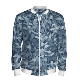 Мужской бомбер 3D с принтом Бумажные голуби в Новосибирске, 100% полиэстер | застегивается на молнию, по бокам два кармана без застежек, по низу бомбера и на воротнике - эластичная резинка | бумага | геометрия | голубь | камуфляж | милитари | оригами | паттерн | поделка | птицы | серый | синий