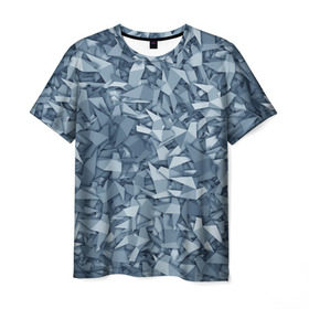 Мужская футболка 3D с принтом Бумажные голуби в Новосибирске, 100% полиэфир | прямой крой, круглый вырез горловины, длина до линии бедер | бумага | геометрия | голубь | камуфляж | милитари | оригами | паттерн | поделка | птицы | серый | синий