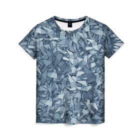 Женская футболка 3D с принтом Бумажные голуби в Новосибирске, 100% полиэфир ( синтетическое хлопкоподобное полотно) | прямой крой, круглый вырез горловины, длина до линии бедер | бумага | геометрия | голубь | камуфляж | милитари | оригами | паттерн | поделка | птицы | серый | синий