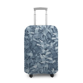 Чехол для чемодана 3D с принтом Бумажные голуби в Новосибирске, 86% полиэфир, 14% спандекс | двустороннее нанесение принта, прорези для ручек и колес | бумага | геометрия | голубь | камуфляж | милитари | оригами | паттерн | поделка | птицы | серый | синий