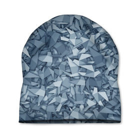 Шапка 3D с принтом Бумажные голуби в Новосибирске, 100% полиэстер | универсальный размер, печать по всей поверхности изделия | бумага | геометрия | голубь | камуфляж | милитари | оригами | паттерн | поделка | птицы | серый | синий