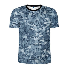 Мужская футболка 3D спортивная с принтом Бумажные голуби в Новосибирске, 100% полиэстер с улучшенными характеристиками | приталенный силуэт, круглая горловина, широкие плечи, сужается к линии бедра | бумага | геометрия | голубь | камуфляж | милитари | оригами | паттерн | поделка | птицы | серый | синий