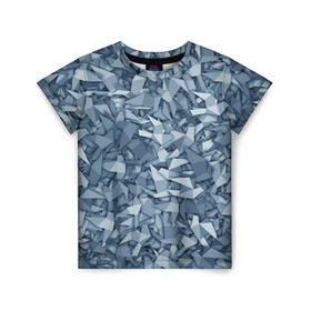 Детская футболка 3D с принтом Бумажные голуби в Новосибирске, 100% гипоаллергенный полиэфир | прямой крой, круглый вырез горловины, длина до линии бедер, чуть спущенное плечо, ткань немного тянется | бумага | геометрия | голубь | камуфляж | милитари | оригами | паттерн | поделка | птицы | серый | синий