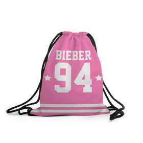 Рюкзак-мешок 3D с принтом Bieber Team Pink в Новосибирске, 100% полиэстер | плотность ткани — 200 г/м2, размер — 35 х 45 см; лямки — толстые шнурки, застежка на шнуровке, без карманов и подкладки | Тематика изображения на принте: bieber | justin bieber | бибер | джастин бибер