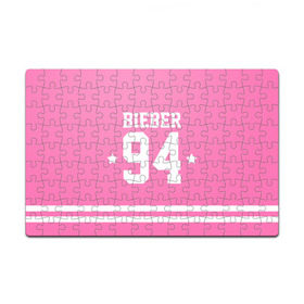 Пазл магнитный 126 элементов с принтом Bieber Team Pink в Новосибирске, полимерный материал с магнитным слоем | 126 деталей, размер изделия —  180*270 мм | Тематика изображения на принте: bieber | justin bieber | бибер | джастин бибер