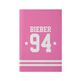 Обложка для паспорта матовая кожа с принтом Bieber Team Pink в Новосибирске, натуральная матовая кожа | размер 19,3 х 13,7 см; прозрачные пластиковые крепления | Тематика изображения на принте: bieber | justin bieber | бибер | джастин бибер