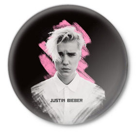 Значок с принтом Justin Bieber / Pink splash в Новосибирске,  металл | круглая форма, металлическая застежка в виде булавки | Тематика изображения на принте: bieber | justin bieber | бибер | джастин бибер