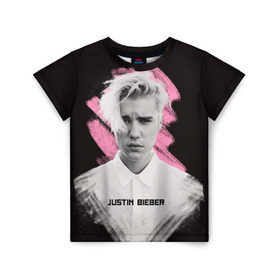 Детская футболка 3D с принтом Justin Bieber / Pink splash в Новосибирске, 100% гипоаллергенный полиэфир | прямой крой, круглый вырез горловины, длина до линии бедер, чуть спущенное плечо, ткань немного тянется | Тематика изображения на принте: bieber | justin bieber | бибер | джастин бибер