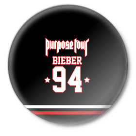 Значок с принтом Bieber Team Black в Новосибирске,  металл | круглая форма, металлическая застежка в виде булавки | bieber | justin bieber | бибер | джастин бибер
