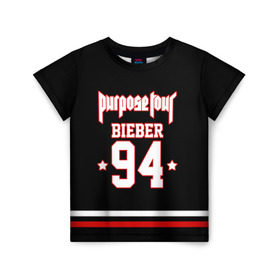 Детская футболка 3D с принтом Bieber Team Black в Новосибирске, 100% гипоаллергенный полиэфир | прямой крой, круглый вырез горловины, длина до линии бедер, чуть спущенное плечо, ткань немного тянется | bieber | justin bieber | бибер | джастин бибер
