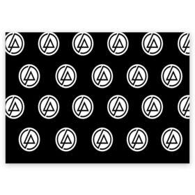 Поздравительная открытка с принтом Linkin park в Новосибирске, 100% бумага | плотность бумаги 280 г/м2, матовая, на обратной стороне линовка и место для марки
 | linkin park | logo | music | pop | rock | альтернатива | металл | музыка | музыкальный | поп | рок