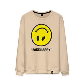 Мужской свитшот хлопок с принтом Fake Happy в Новосибирске, 100% хлопок |  | 