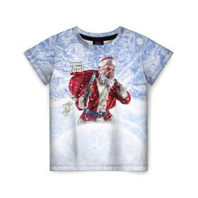Детская футболка 3D с принтом GTA 5 Online в Новосибирске, 100% гипоаллергенный полиэфир | прямой крой, круглый вырез горловины, длина до линии бедер, чуть спущенное плечо, ткань немного тянется | auto | christmas | dead | grand | gta | gta5 | new | rdr | red | redemption | rockstar | theft | year | гта | дед мороз | клаус | нг | новый год | санта